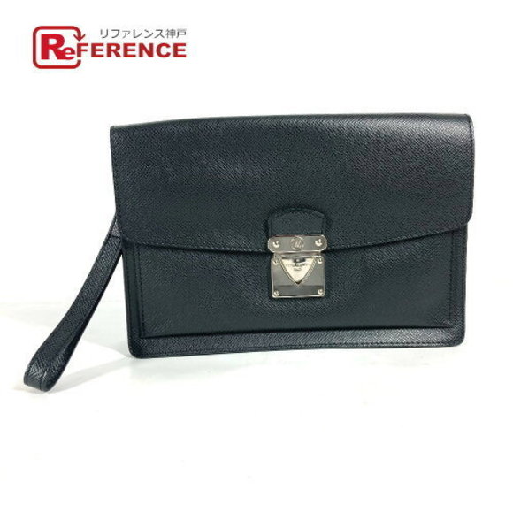 Louis Vuitton Taiga Belaia Bag Pouch Clutch Ardoise Leather Black - Picture 1 of 9